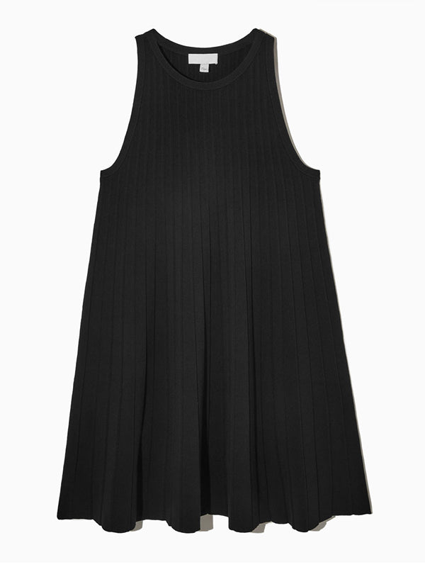 Trendy Pleated A-line Round Neck Dress