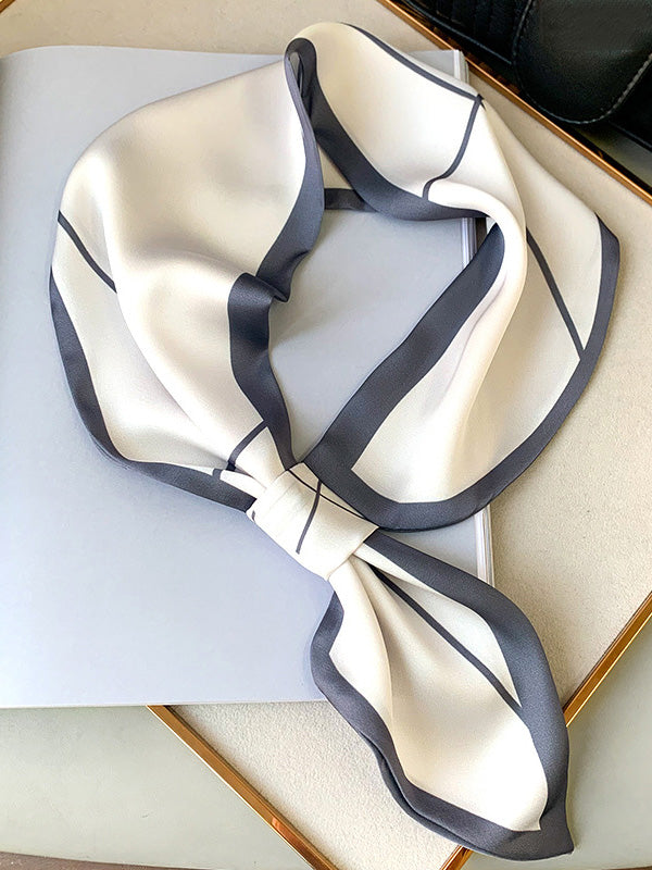 Original Striped Print Hair Band&Silk Scarf