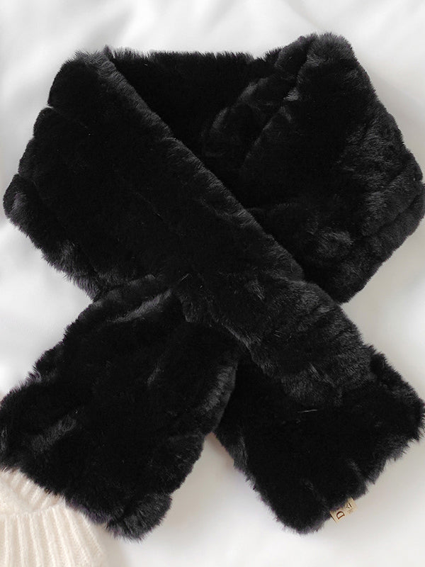 Stylish Warm Imitation Rabbit Wool Solid Color Scarf