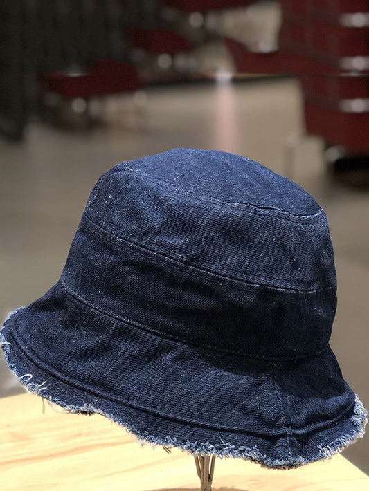 Leisure Solid Sun-Protection Denim Fringed Hat