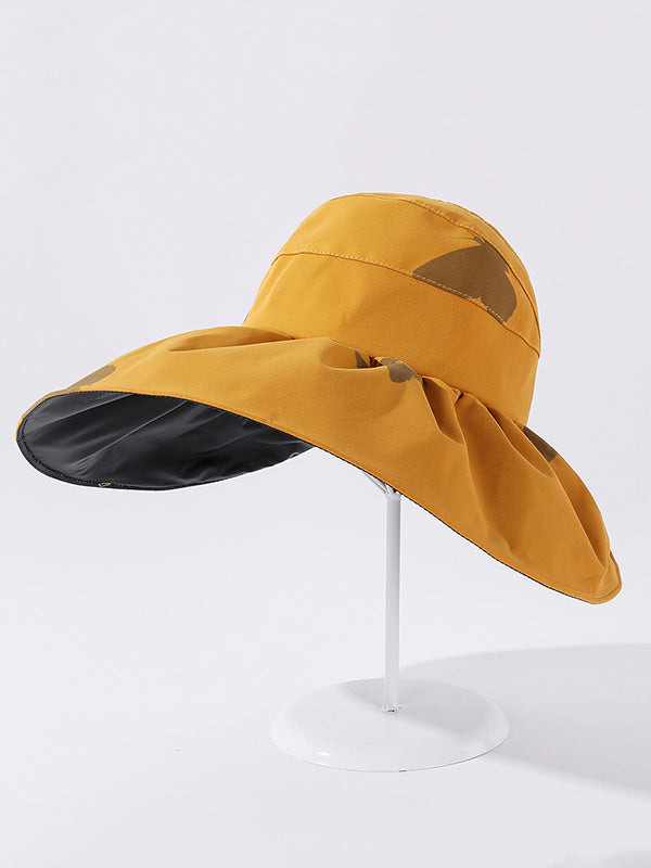 Casual Pringting Hole Sun-Protection Large Wide Brim Bucket Hat