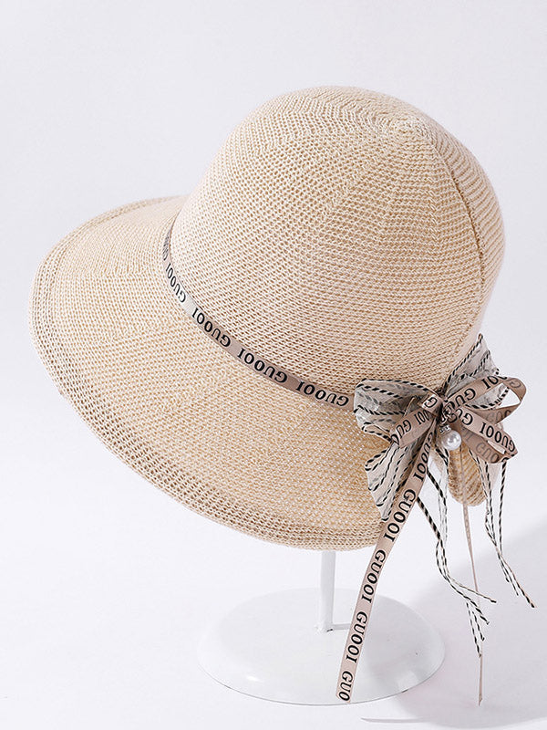 Original Bow-Embellished Sun-Protection Large Wide Brim Hat