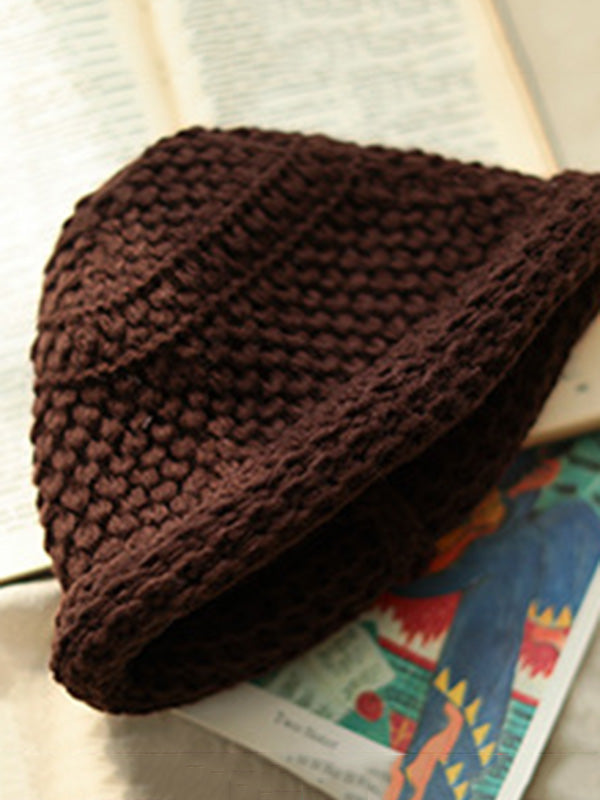 Stylish Solid Color Plaited Warm Fisherman Hat