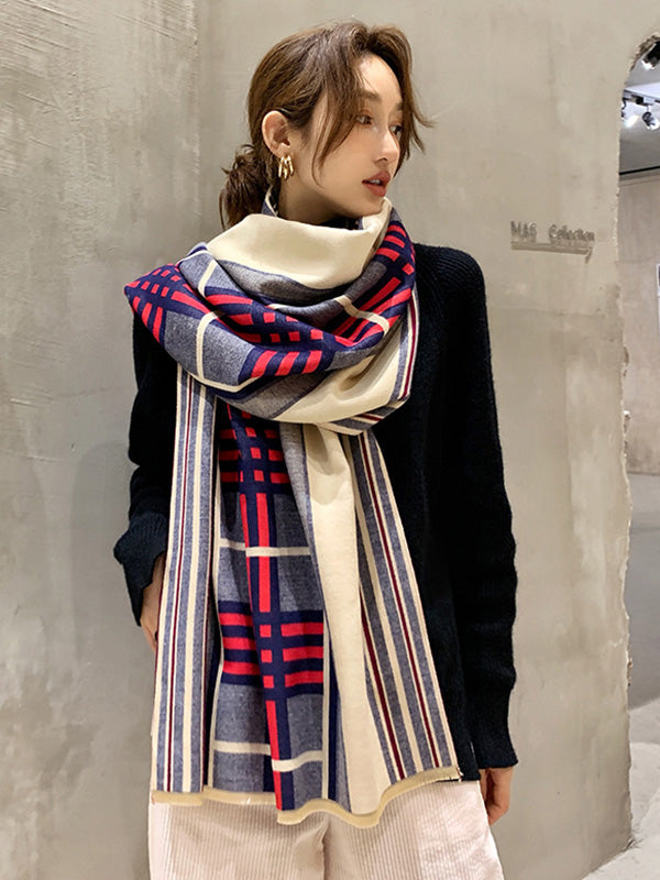 Personality Warm Striped Knitting Scarf