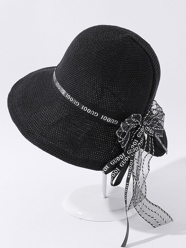 Original Bow-Embellished Sun-Protection Large Wide Brim Hat