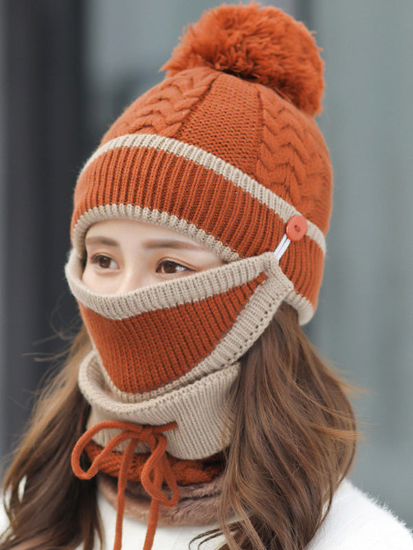 Personality Warm Knitting Hat+Scarf+Mask Set