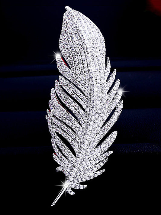 Silver Shiny Feather Brooch