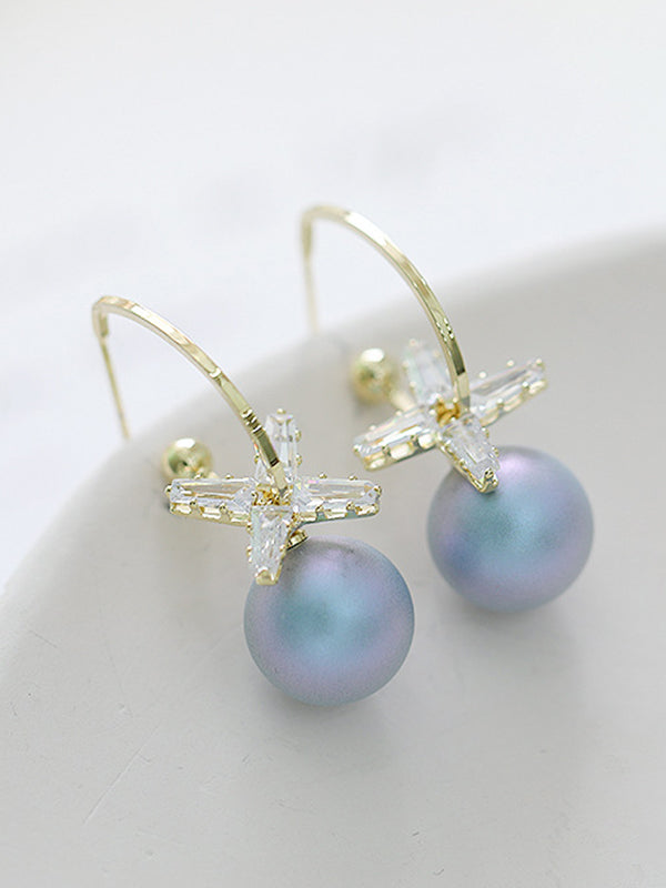 3 Colors Simple Geometry Pearl Earrings