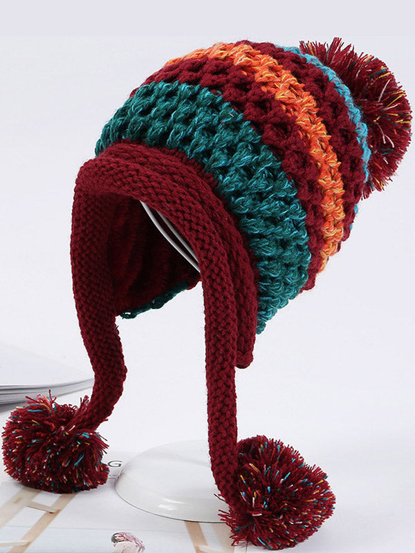 Casual Warm Contrast Color Knitted Hat