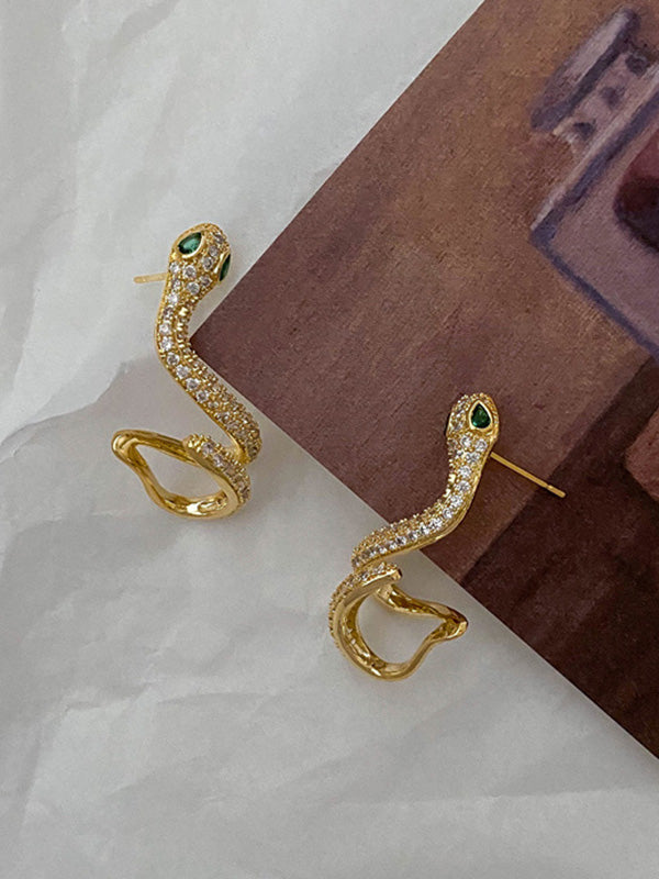 Original Stylish Snake Shaped Diamond Earrings