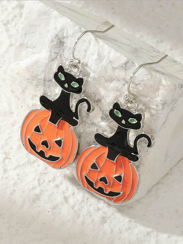 Halloween Pumpkin Spider Bat Earrings