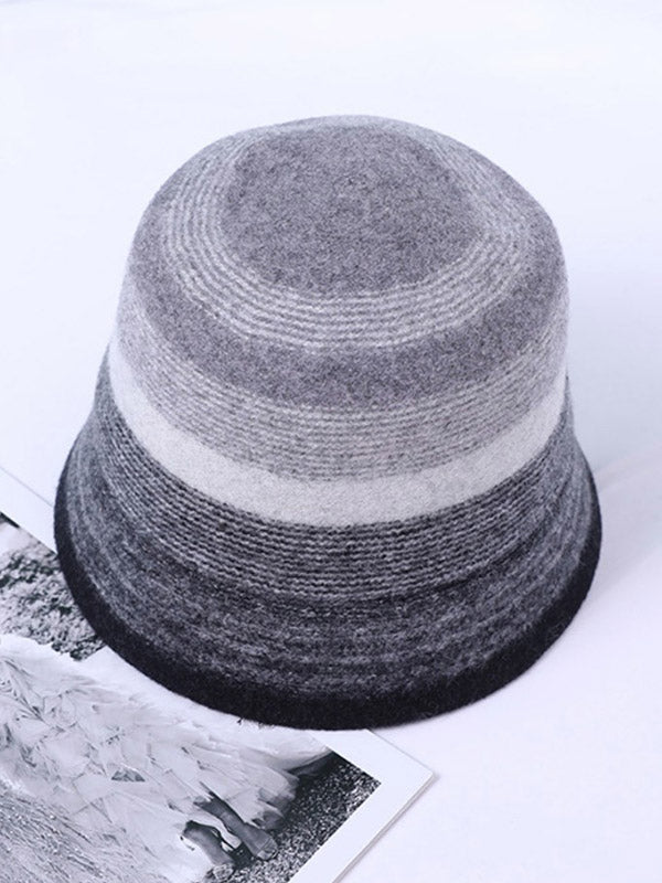 Vintage Striped Lamb Wool Fisherman Hat