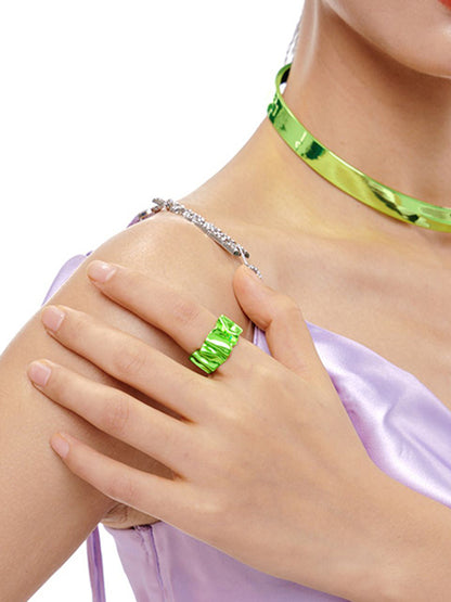 Ruffled Metal Ring/Ear Clip Dual Use Open Ring