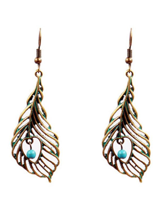 Leaf Pattern Alloy Earrings Accessories