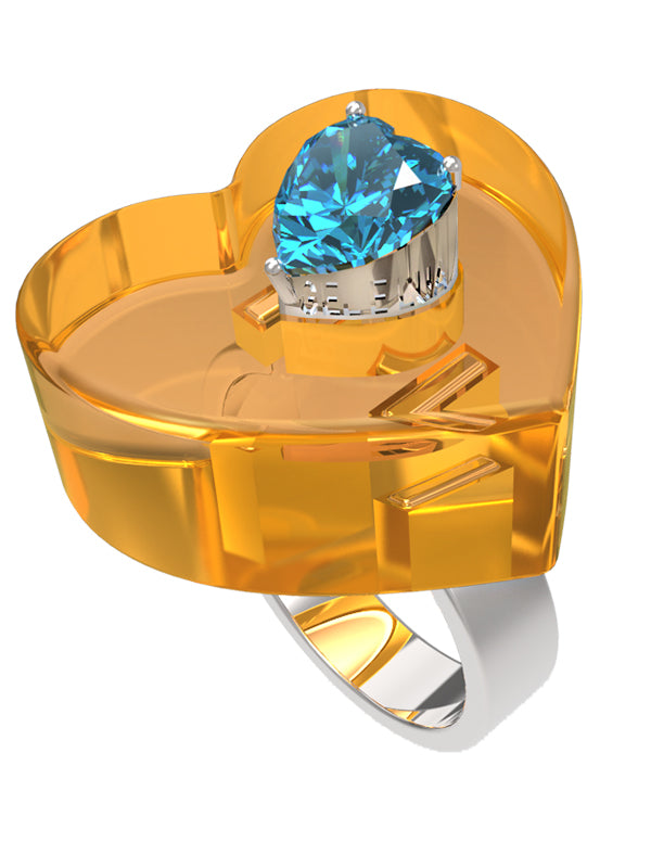 Double Layer Heart Zircon Ring