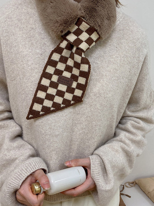 Urban Contrast Color Checkerboard Grid Keep Warm Scarf