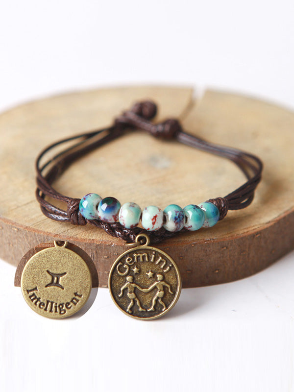 Original Handmade The Zodiac Sign Ceramic Beads Bracelet