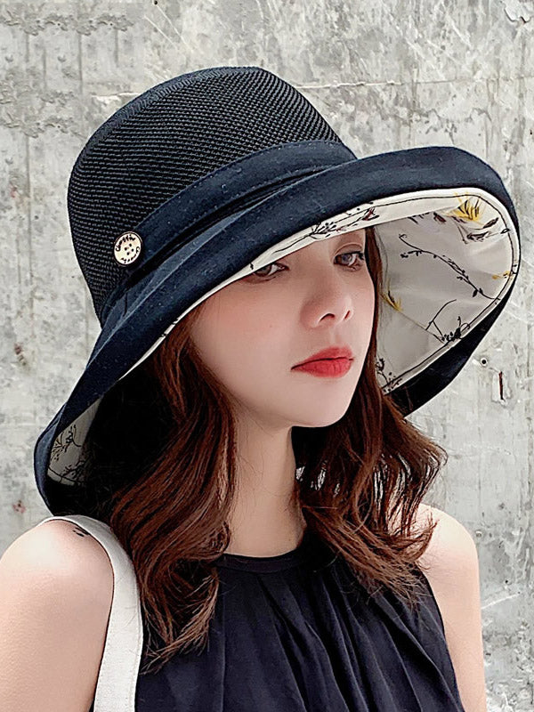 Floral Printed Sun Protection Splicing Pot Hat