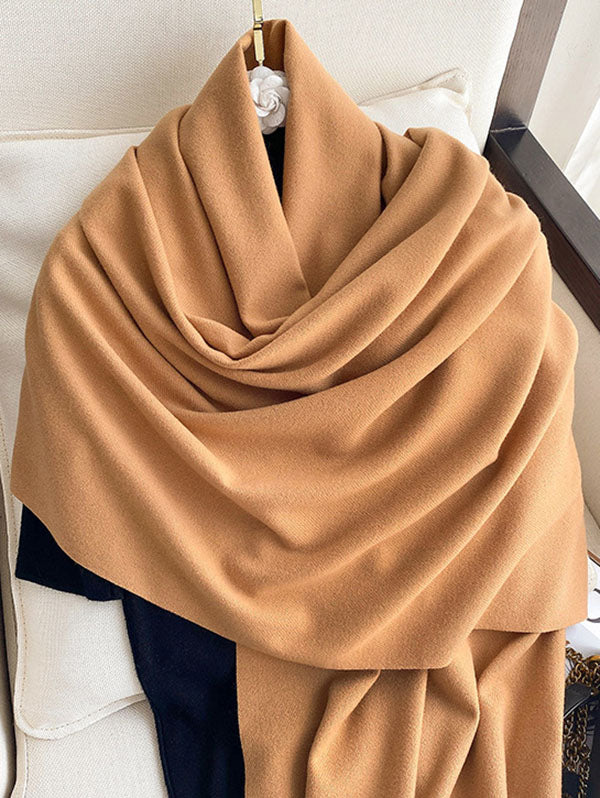 15 Colors Imitated Cashmere Solid Color Tasseled Scarf