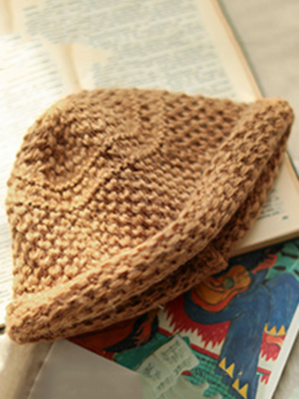 Stylish Solid Color Plaited Warm Fisherman Hat