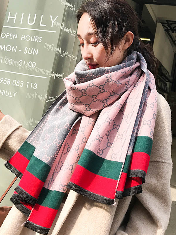 Floral Imitation Cashmere Thickened Long Shawl