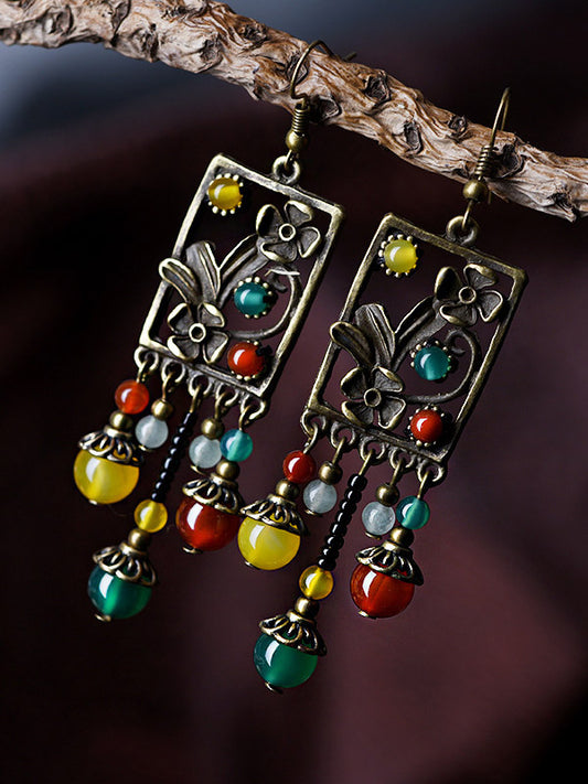 Vintage Colorful Geometric Beads Earrings