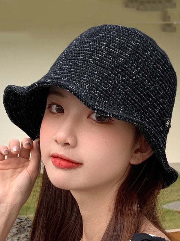 Cute Solid Color Woven Fisherman Hat