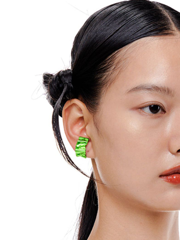 Ruffled Metal Ring/Ear Clip Dual Use Open Ring