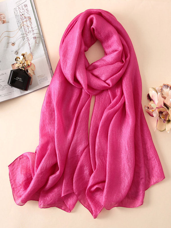 Casual Solid Color Keep Warm Sun Protection Silk Shawl&Scarf