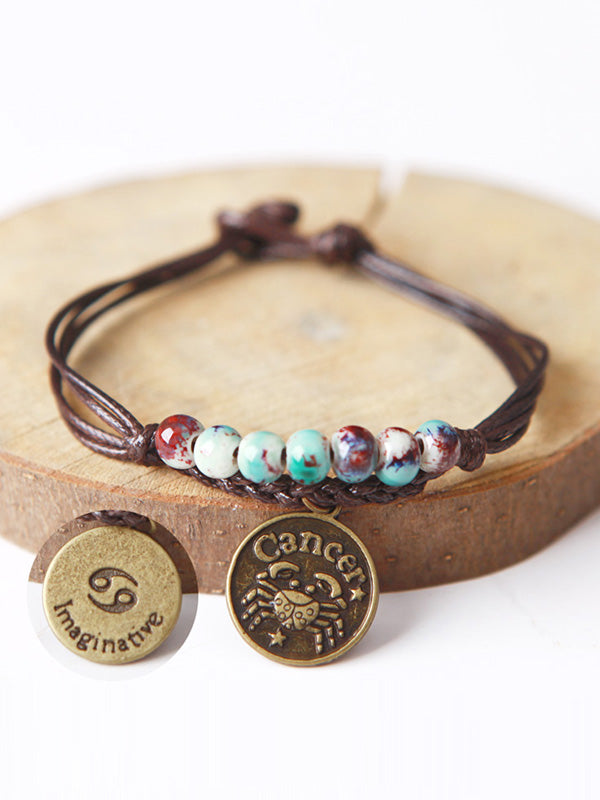 Original Handmade The Zodiac Sign Ceramic Beads Bracelet