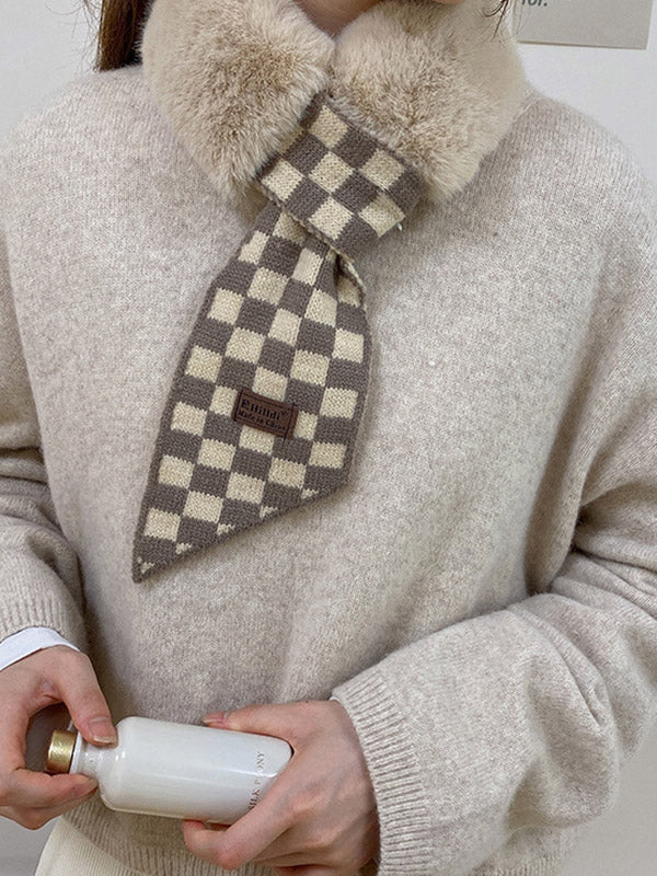 Urban Contrast Color Checkerboard Grid Keep Warm Scarf