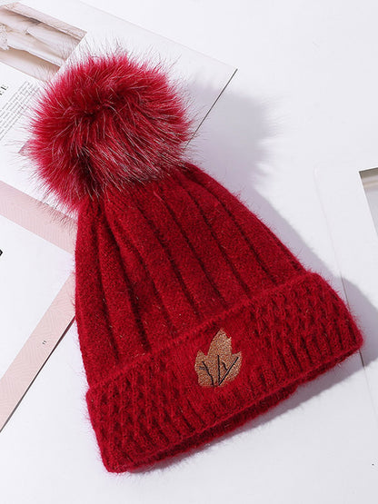 Simple Rabbit Fur Solid Color Knitted Hat