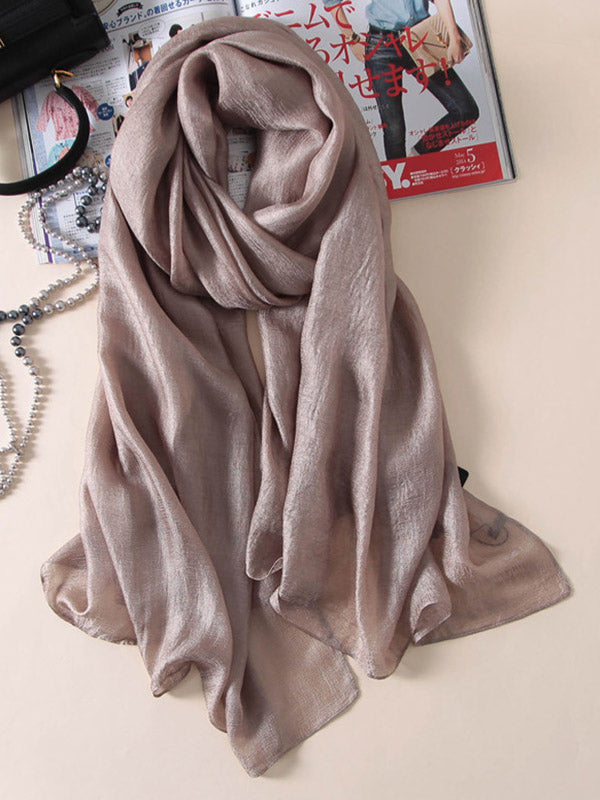 Casual Solid Color Keep Warm Sun Protection Silk Shawl&Scarf