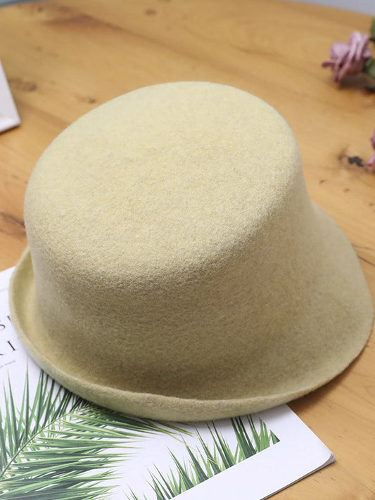 5 Colors Vintage Solid Color Wool Bucket Hat