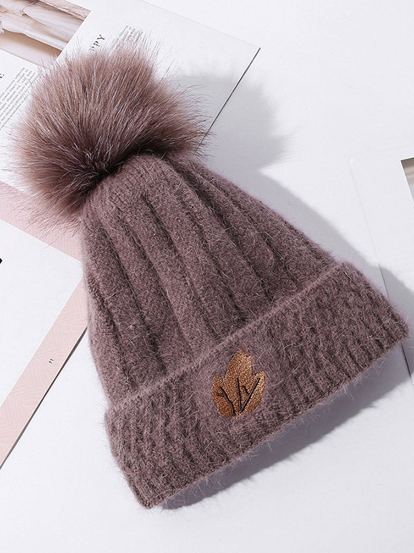 Simple Rabbit Fur Solid Color Knitted Hat