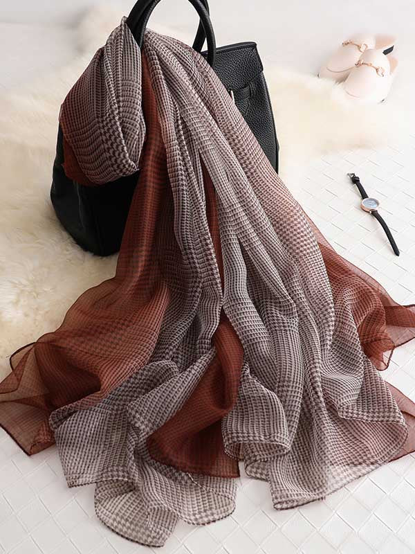 Stylish Houndstooth Sunscreen Silk Scarf