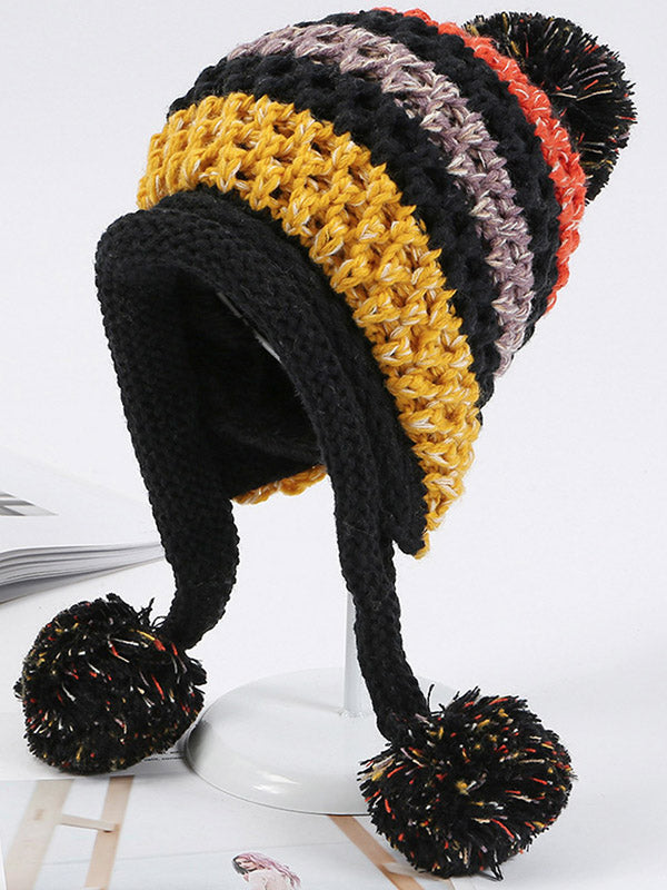 Casual Warm Contrast Color Knitted Hat