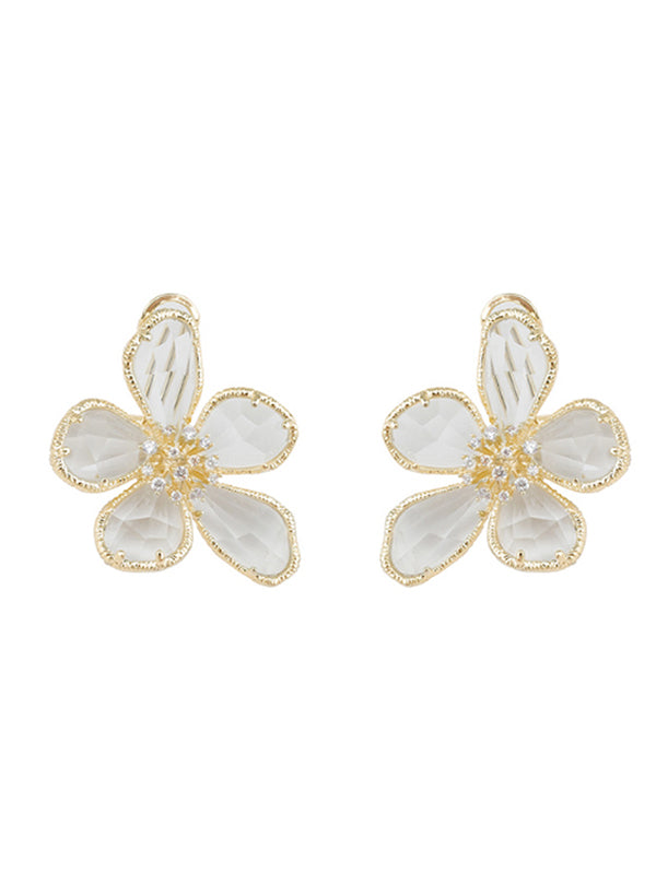 Stylish Light Maturity Crystal Flower Earrings