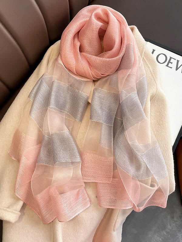 Simple Contrast Color Silk Blended Shawl&Scarf