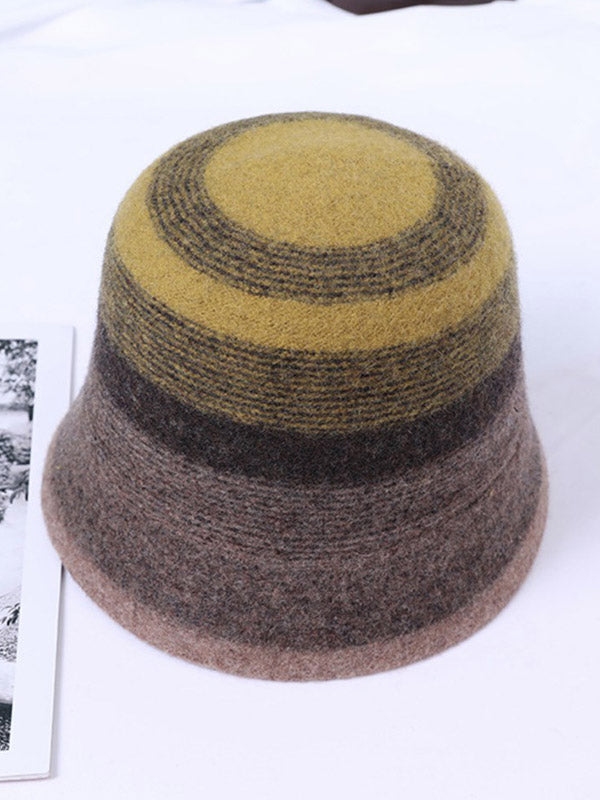 Vintage Striped Lamb Wool Fisherman Hat