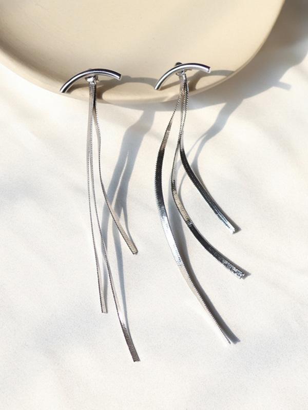 Simple Snake Bone Tasseled Earrings