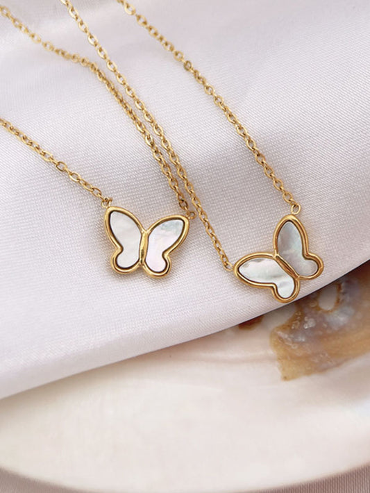 Vintage Simple White Butterfly Necklace