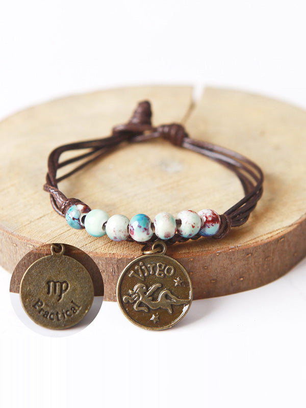 Original Handmade The Zodiac Sign Ceramic Beads Bracelet