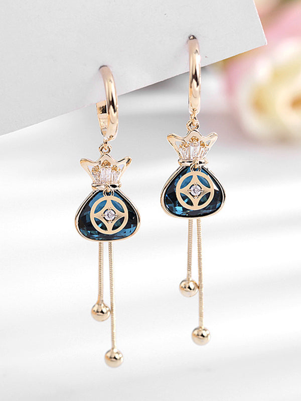 Crystal Lucky Bag Tassel Eardrop