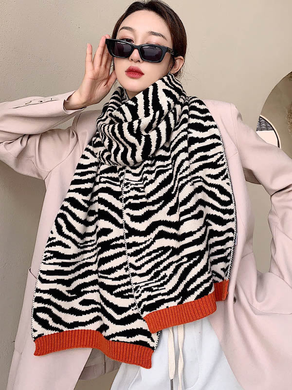 Zebra Pattern Knitting  Stylish Shawl Scarf