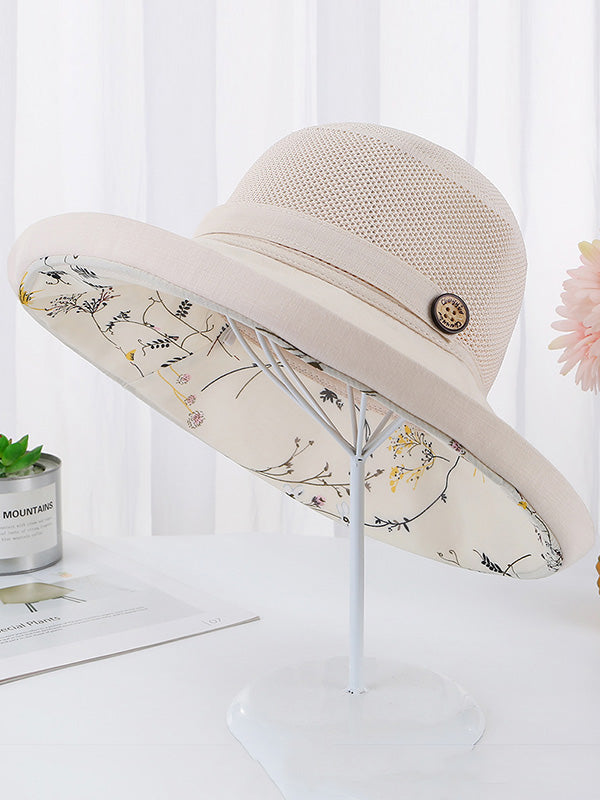 Stylish Reversible Floral Hollow Sun-Protection Large Wide Brim Hat