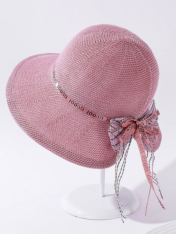 Original Bow-Embellished Sun-Protection Large Wide Brim Hat