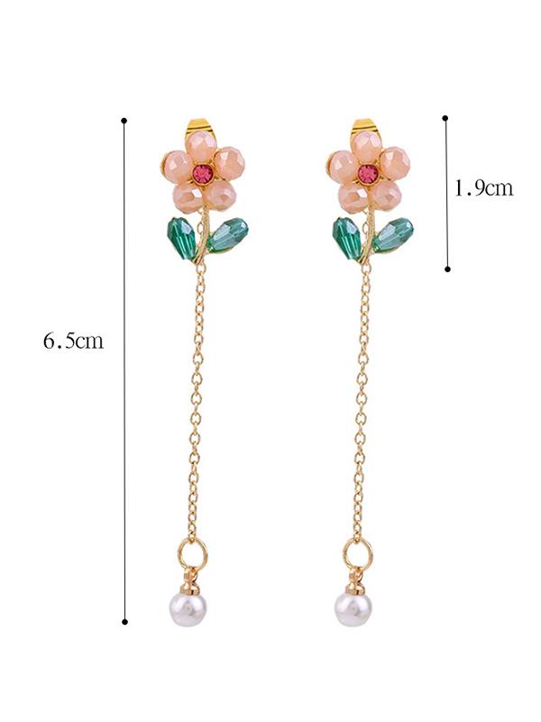 Simple Flower Tasseled Long Earrings