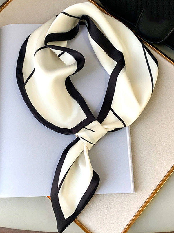 Original Striped Print Hair Band&Silk Scarf