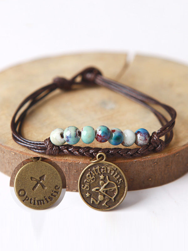 Original Handmade The Zodiac Sign Ceramic Beads Bracelet